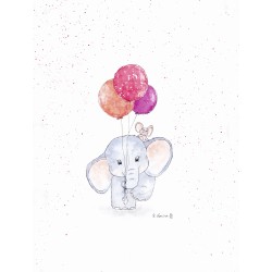 Elephant & Mouse With Pink Balloons
